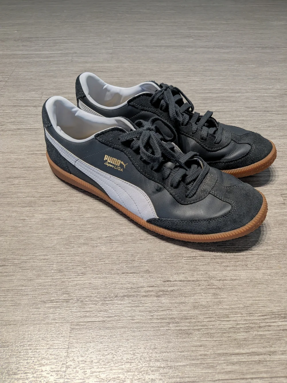 PUMA Gray & White Classic Sneakers with Gum Sole